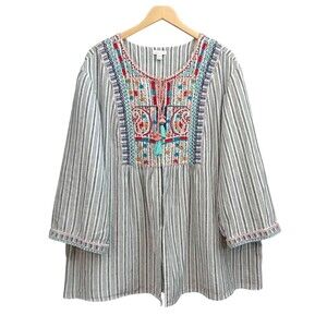 J. Jill Love Linen Sz. 3X 100% Linen Embroidered Jacket